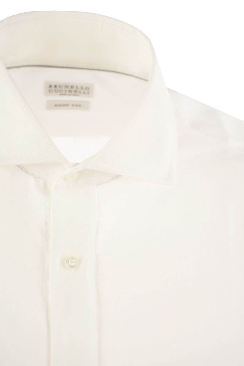 Easy fit linen shirt with French collar