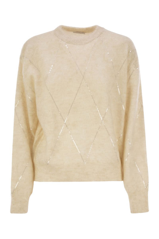 Mohair, wool, cashmere and silk sweater with Dazzling Argyle embroidery