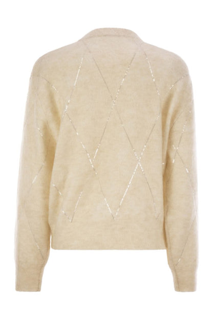 Mohair, wool, cashmere and silk sweater with Dazzling Argyle embroidery