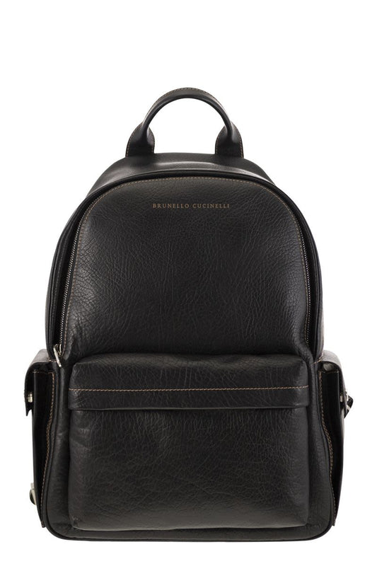 Calfskin backpack with grain