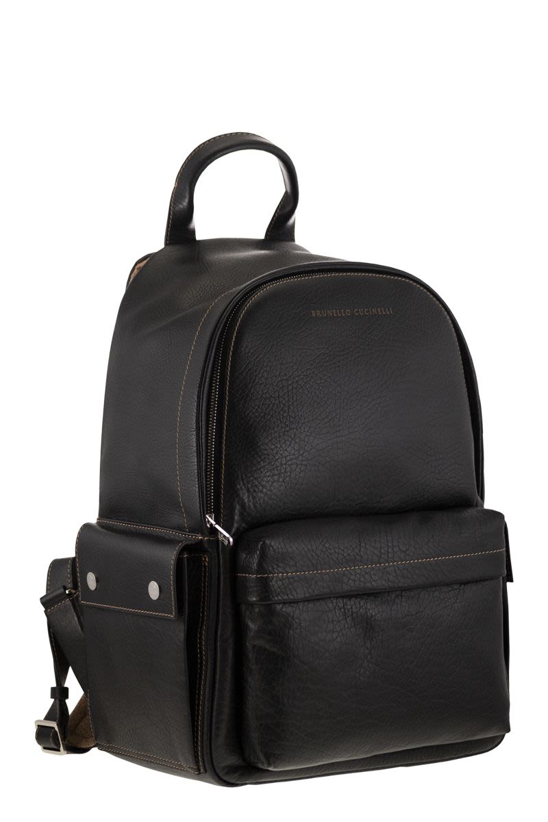 Calfskin backpack with grain