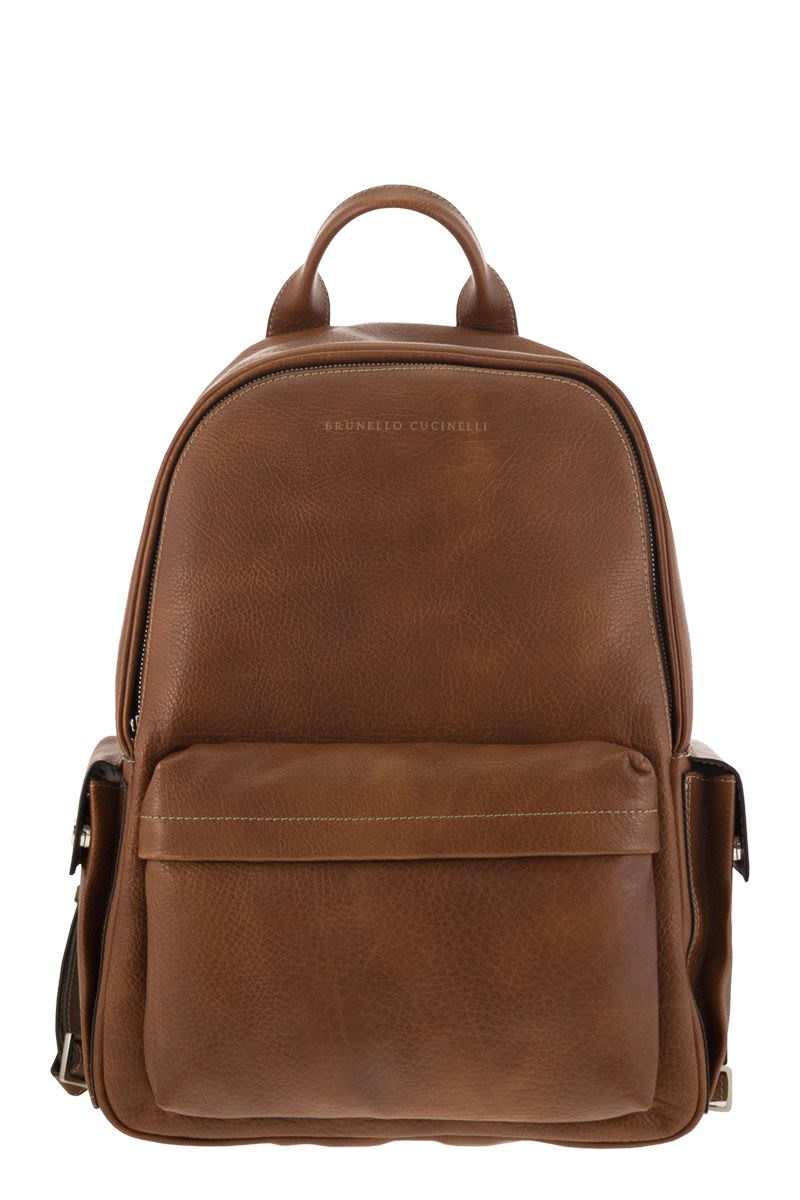 Calfskin backpack with grain