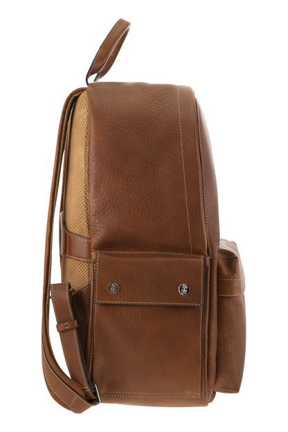 Calfskin backpack with grain