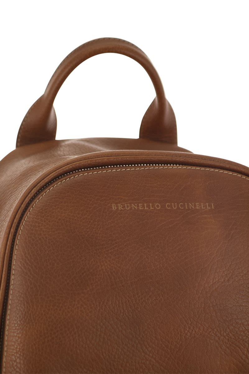 Calfskin backpack with grain