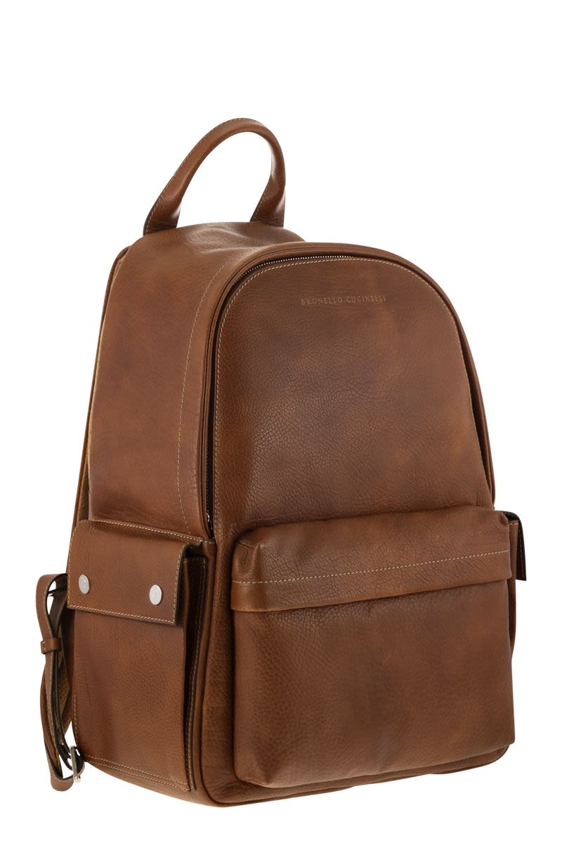 Calfskin backpack with grain