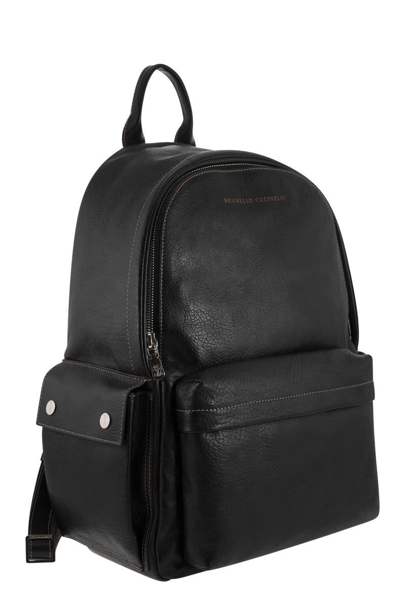 Backpack in calfskin with grain