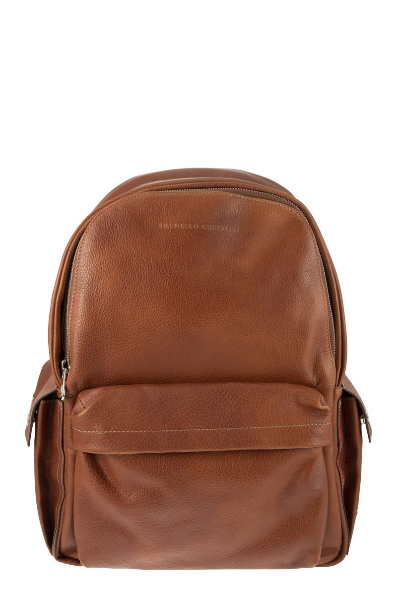 Calfskin backpack with grain