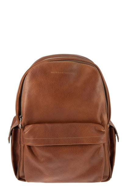 Calfskin backpack with grain