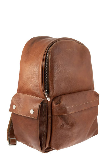 Calfskin backpack with grain