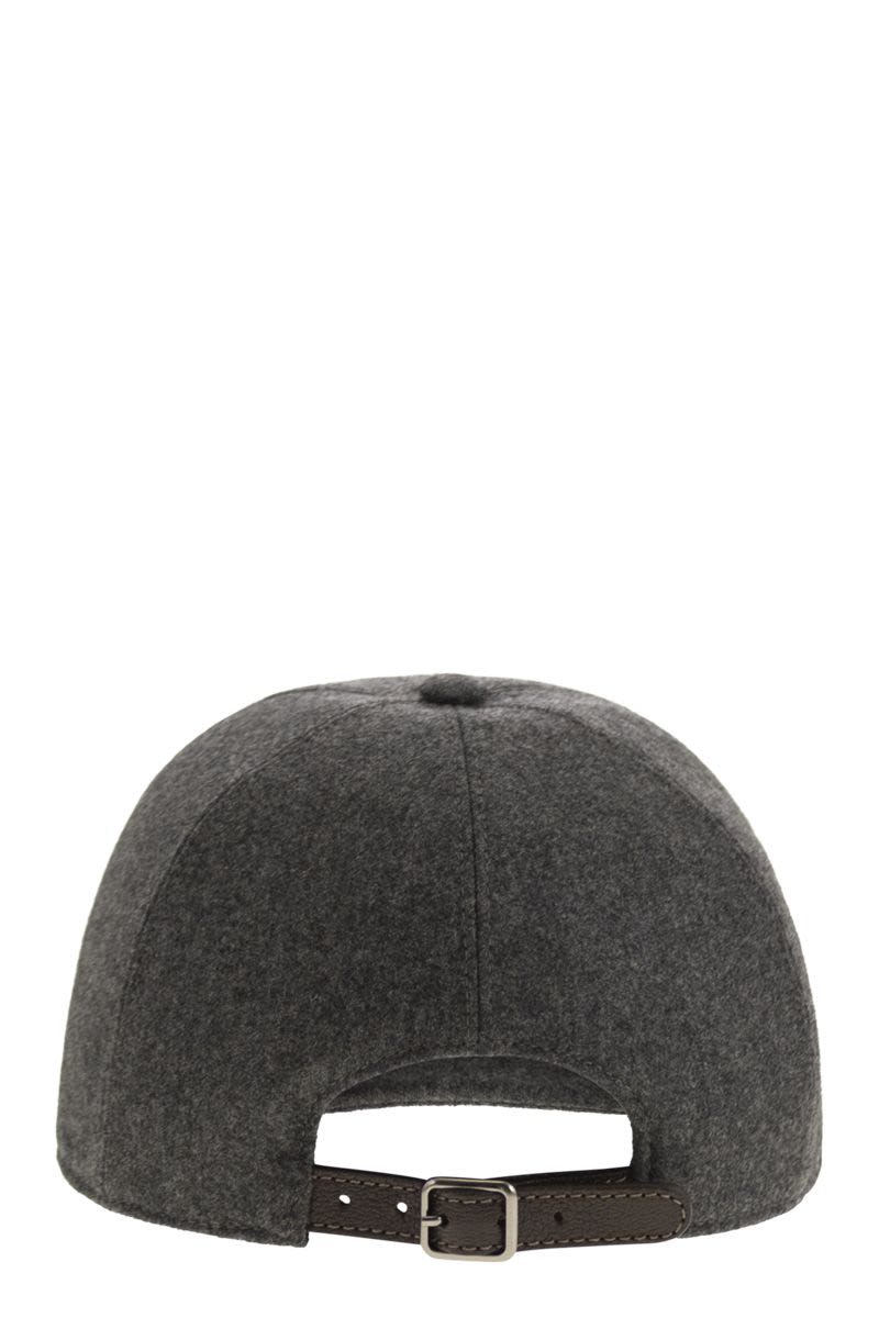 Virgin wool and cashmere baseball cap with Shiny Band