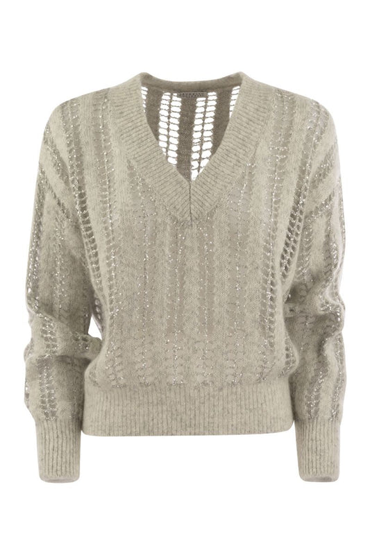 Wool and mohair V-neck sweater