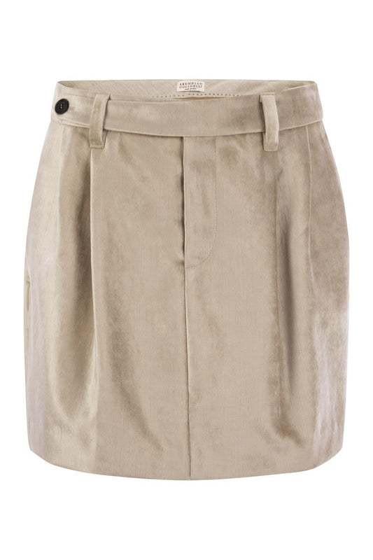 Sleek Cotton Viscose Velvet Mini Sartorial Skirt