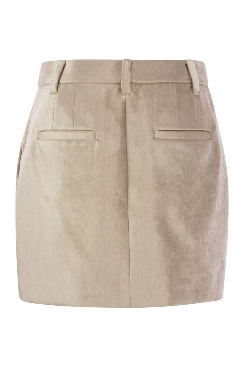 Sleek Cotton Viscose Velvet Mini Sartorial Skirt