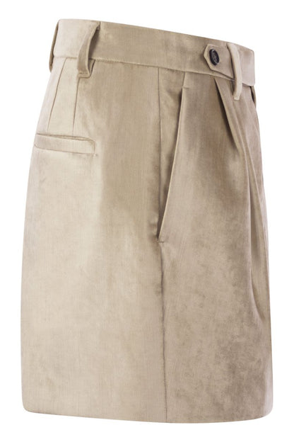 Sleek Cotton Viscose Velvet Mini Sartorial Skirt