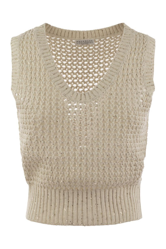 Cotton Dazzling Net knit top