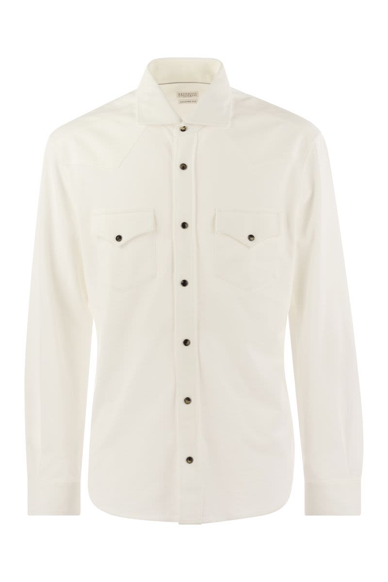 Leisure fit shirt with press studs, epaulettes and pockets