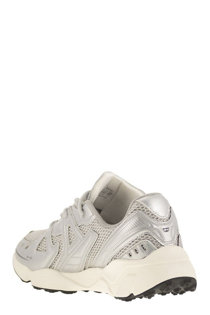 Leather and fabric trainers