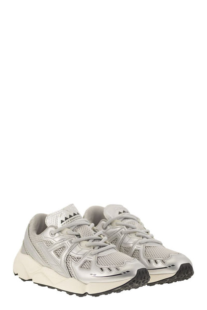 Leather and fabric trainers