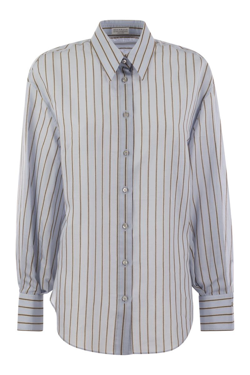 Sparkling Stripe cotton-silk poplin shirt with necklace