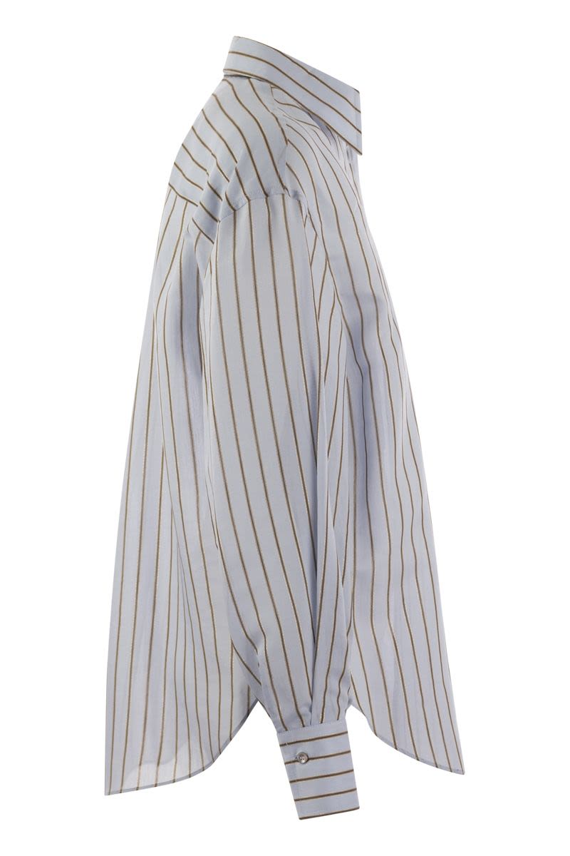 Sparkling Stripe cotton-silk poplin shirt with necklace