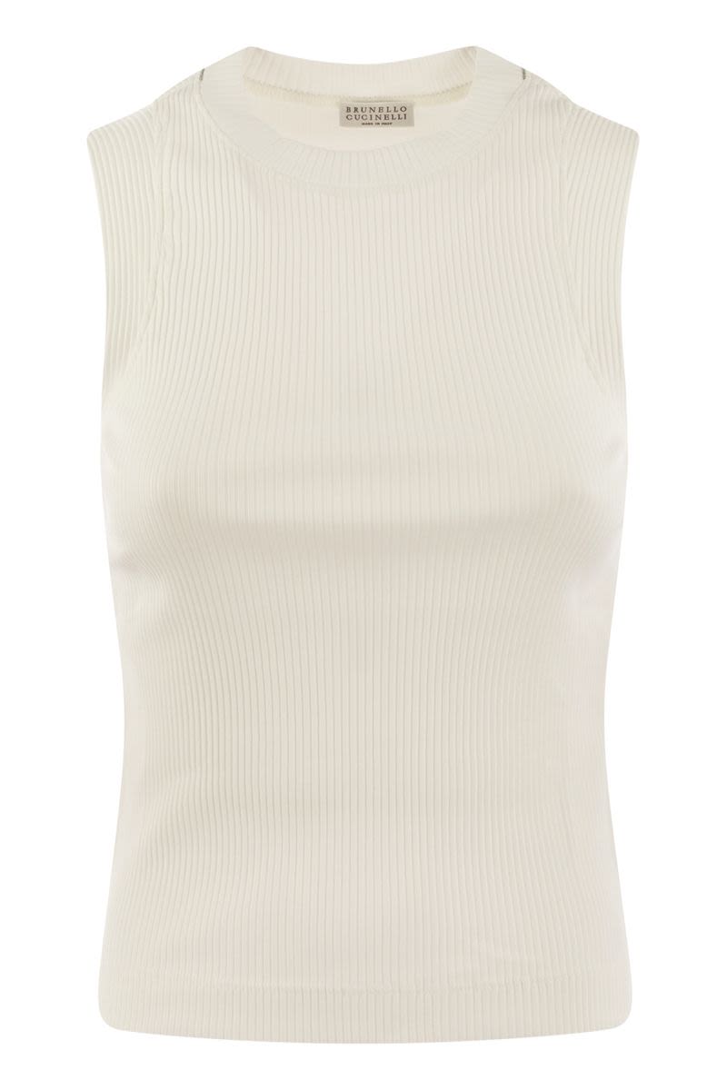 Ribbed cotton jersey top with monile