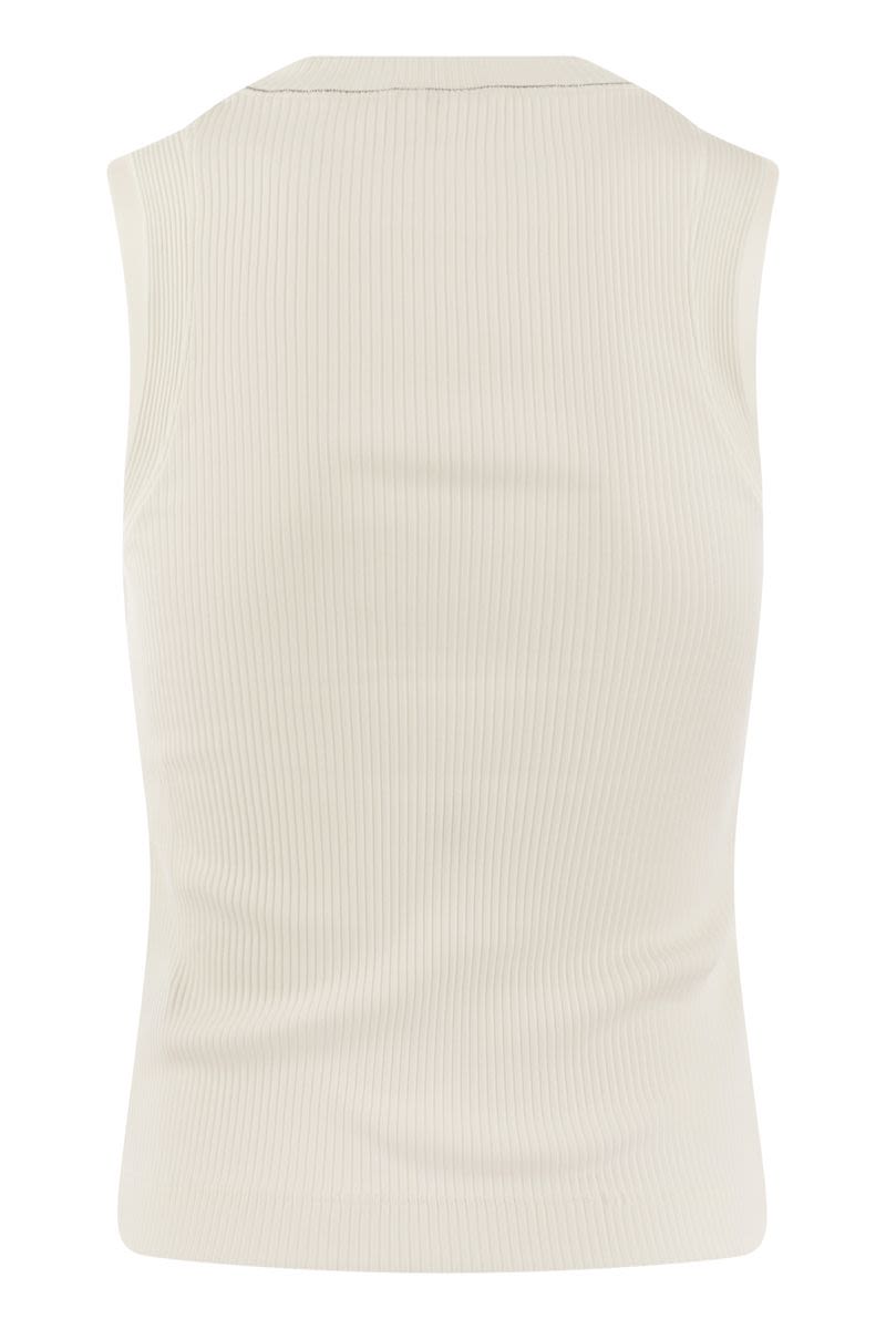 Ribbed cotton jersey top with monile