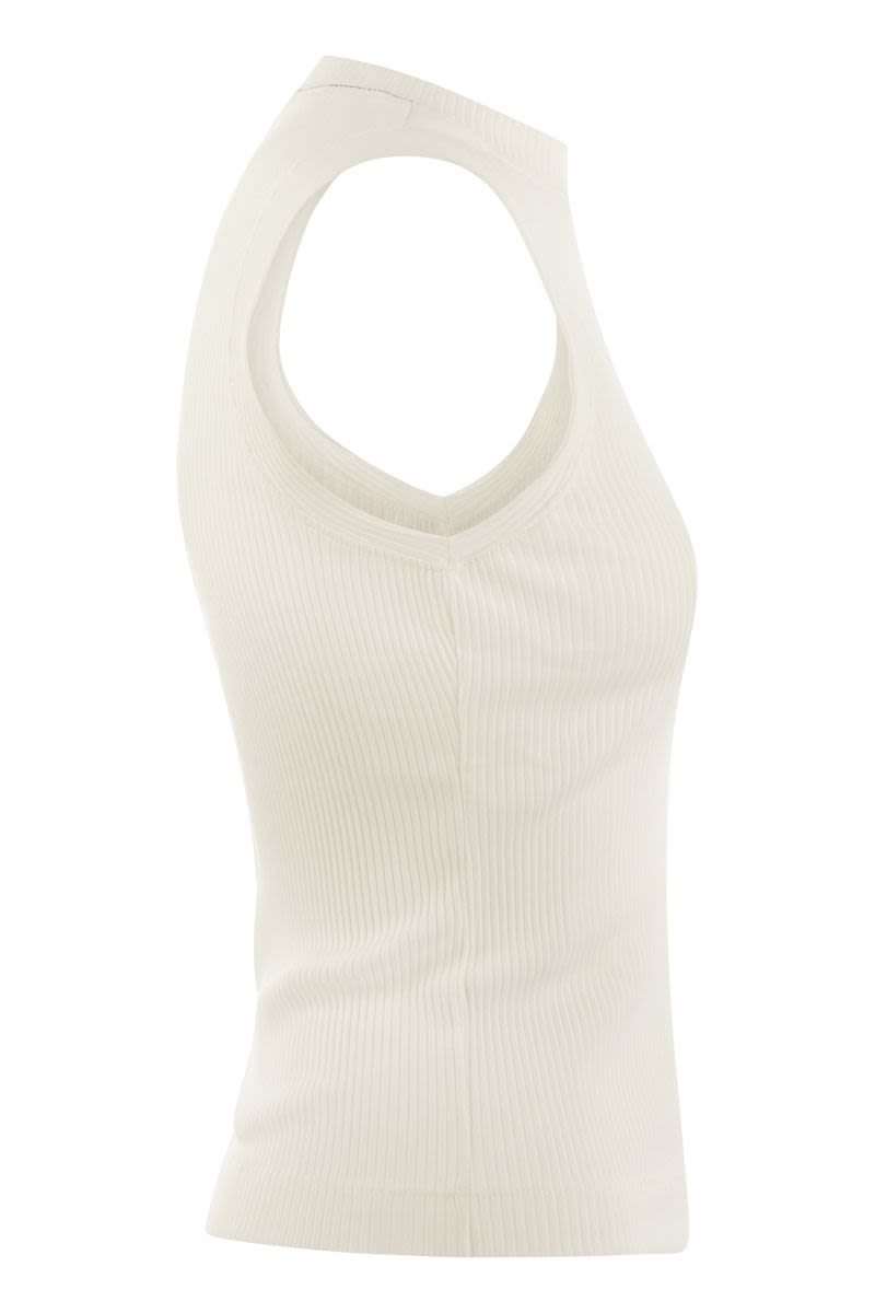 Ribbed cotton jersey top with monile