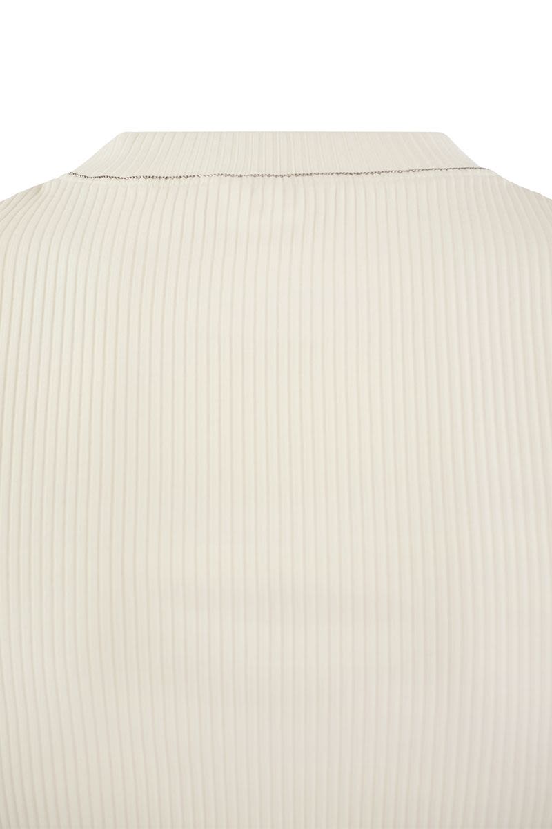 Ribbed cotton jersey top with monile