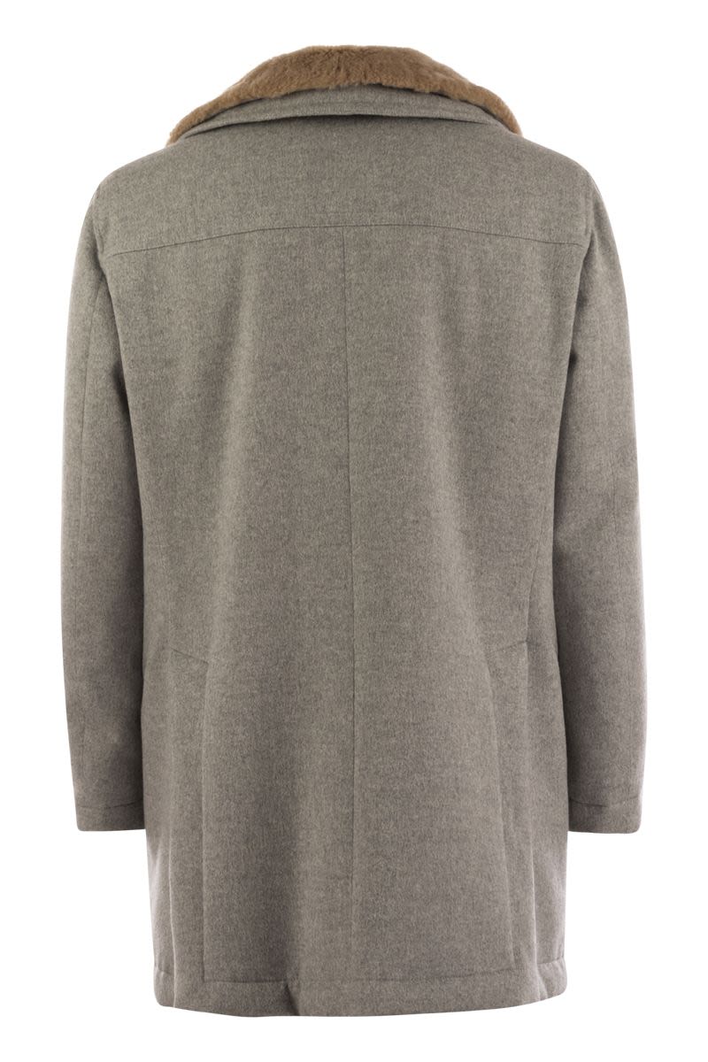 Cashmere coat with shearling collar