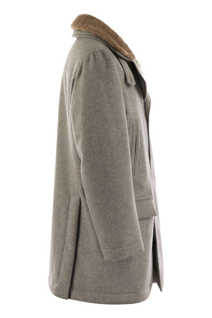 Cashmere coat with shearling collar