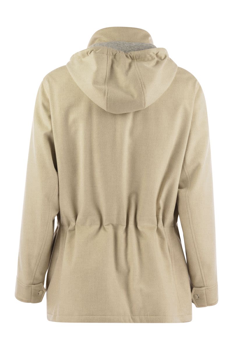 Suede hooded outerwear