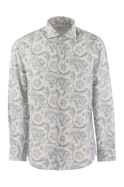 Slim fit shirt in Paisley cotton canvas