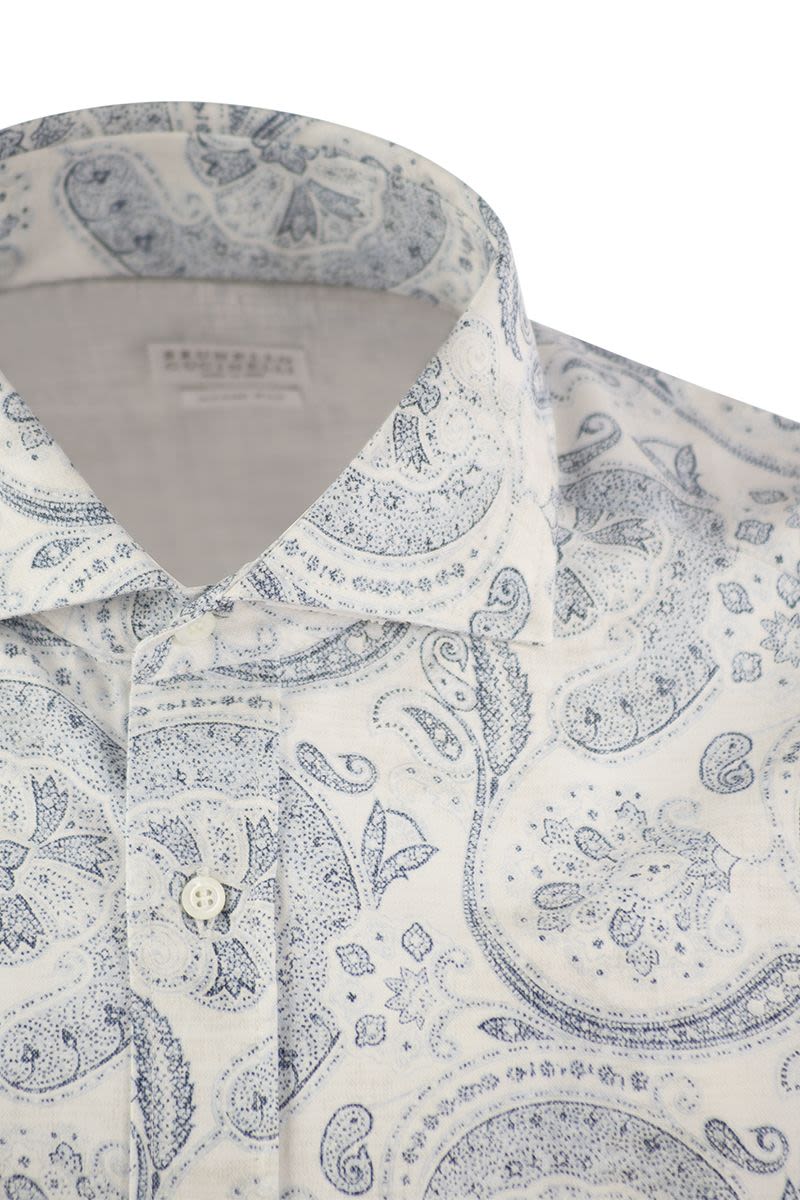 Slim fit shirt in Paisley cotton canvas