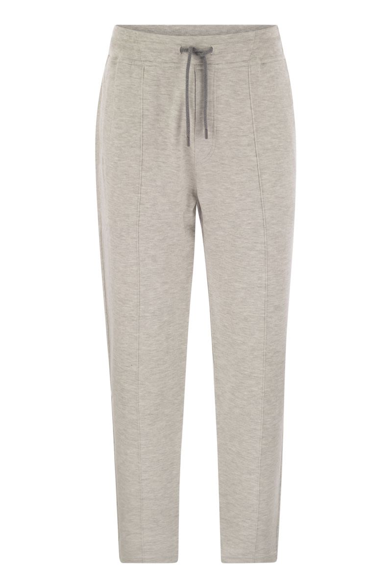 Pearl grey cotton fleece trousers