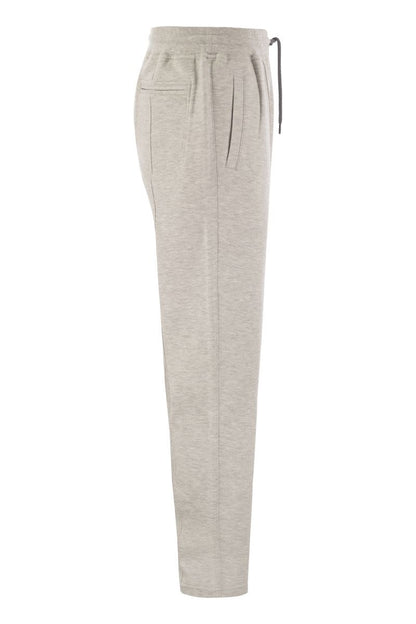 Pearl grey cotton fleece trousers