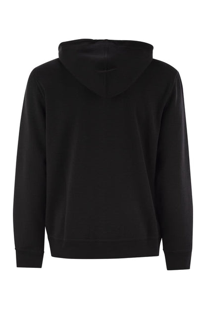 Cotton, cashmere and silk fleece hooded topwear