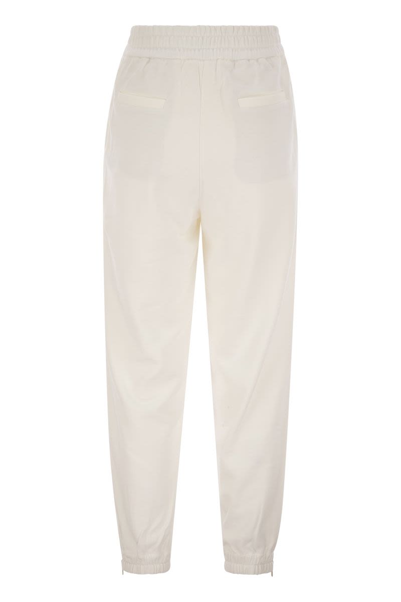 Track trousers in cotton fleece Smooth with Precious Zipper cuffs