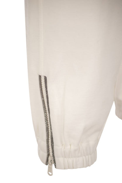 Track trousers in cotton fleece Smooth with Precious Zipper cuffs