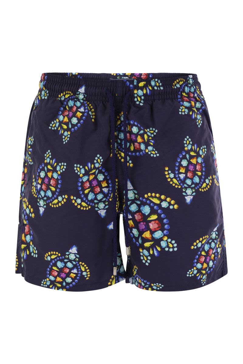 Sea shorts with turtle and gem pattern