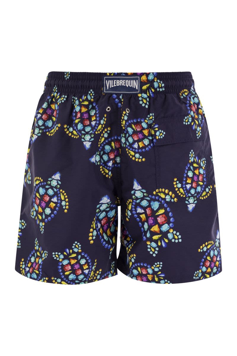 Sea shorts with turtle and gem pattern