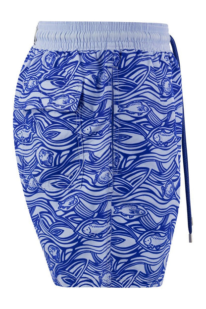 FLOCKED AQUARIUM swimming shorts