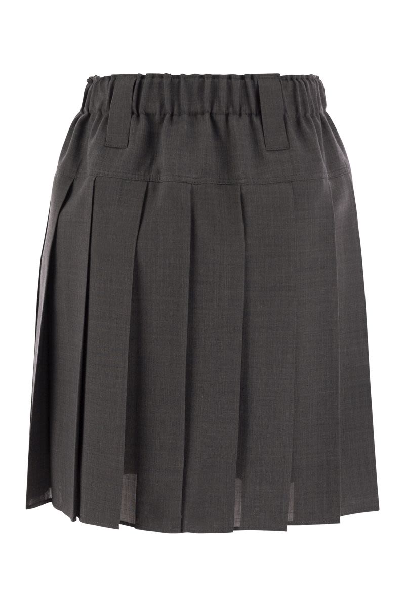 Pleated virgin wool organza mini skirt