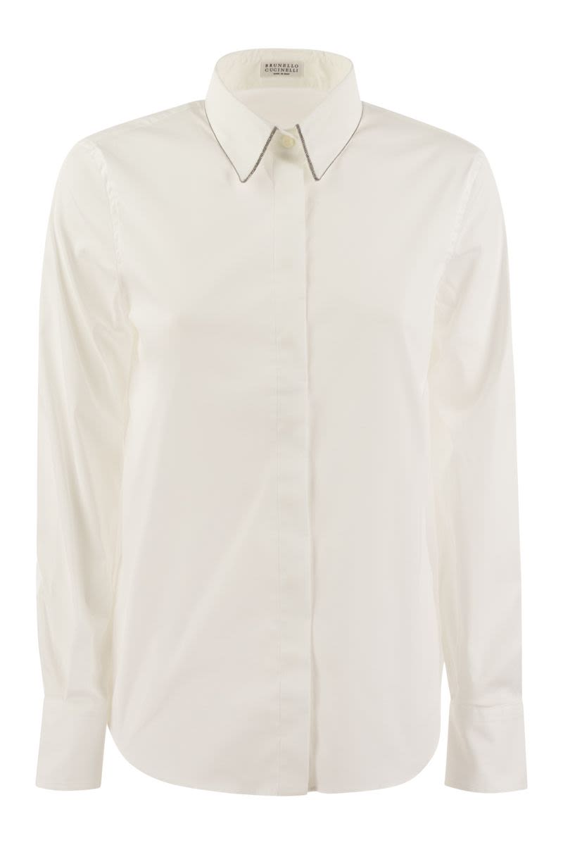 Stretch cotton poplin shirt with Shiny Trim