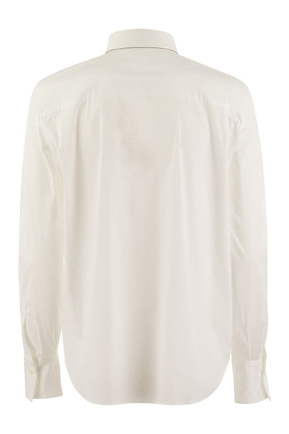 Stretch cotton poplin shirt with Shiny Trim