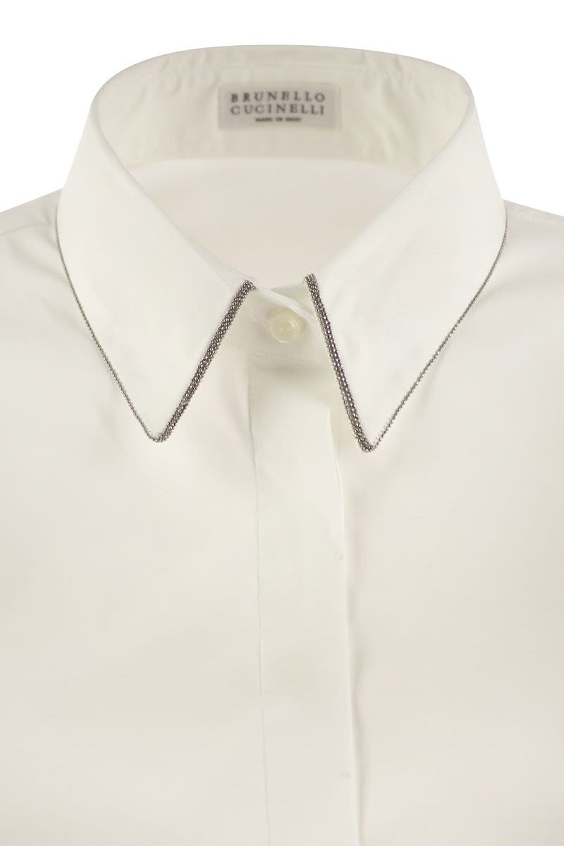 Stretch cotton poplin shirt with Shiny Trim