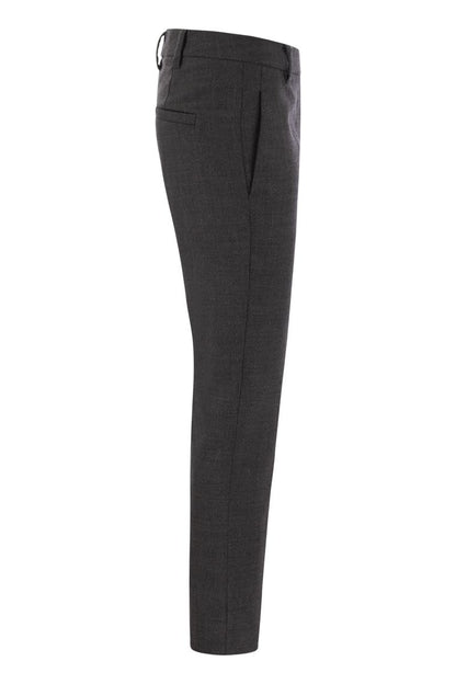 Stretch virgin wool cigarette trousers with jewellery