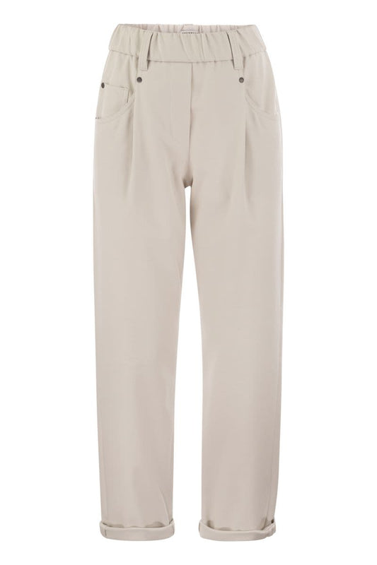 Baggy trousers in stretch cotton cover-up with Shiny Bartack