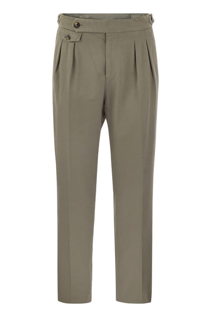 Twisted cotton gabardine trousers