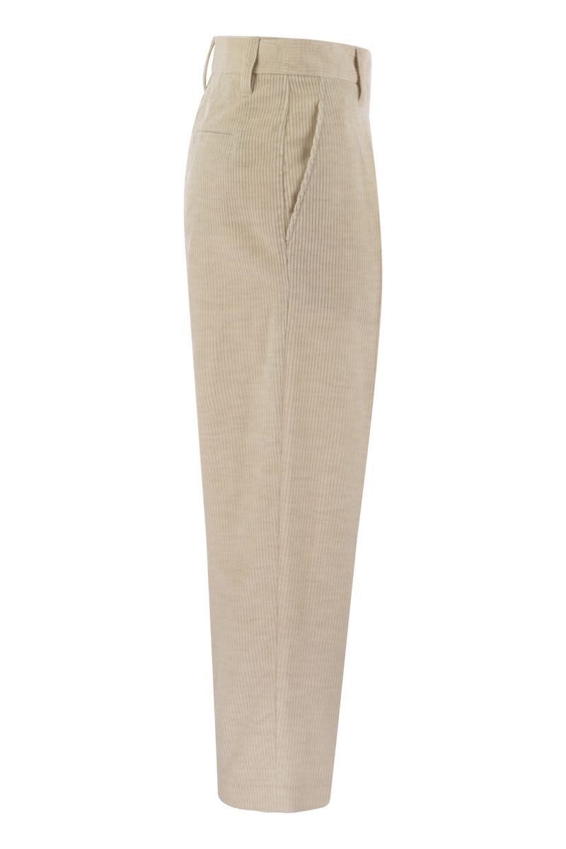 Striped canvas trousers in viscose and comfort cotton with necklace