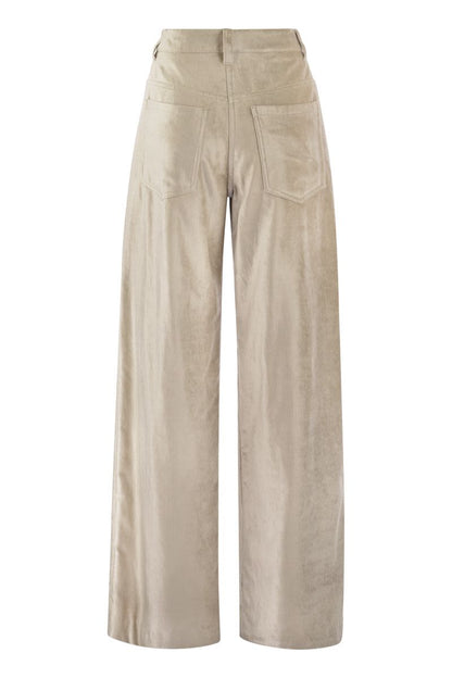 Sleek velvet cotton and viscose loose trousers